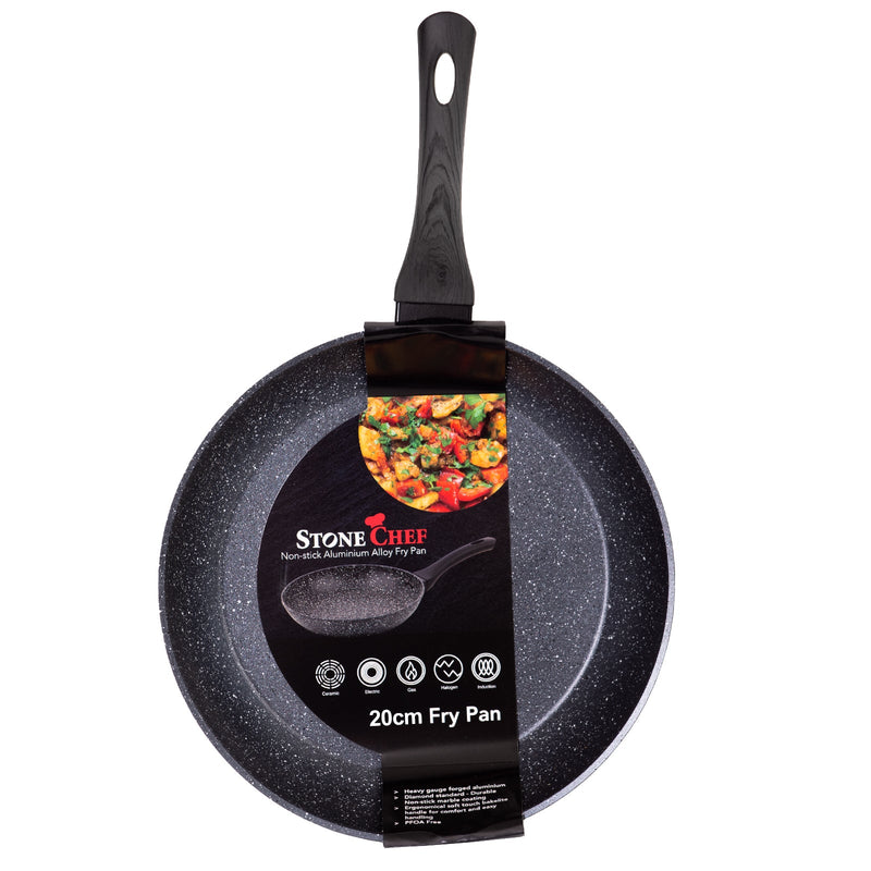 Stone Chef Forged Frying Pan Cookware Kitchen Fry Pan Black Grey Handle 20cm