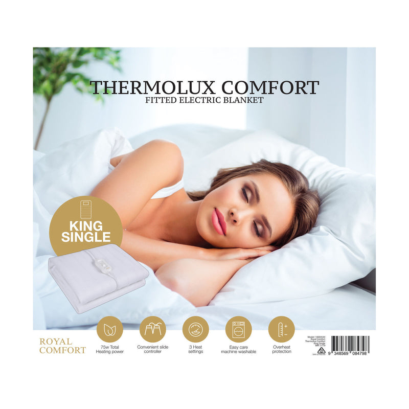 Royal Comfort Thermolux Comfort Electric Blanket Fully Fitted Washable White