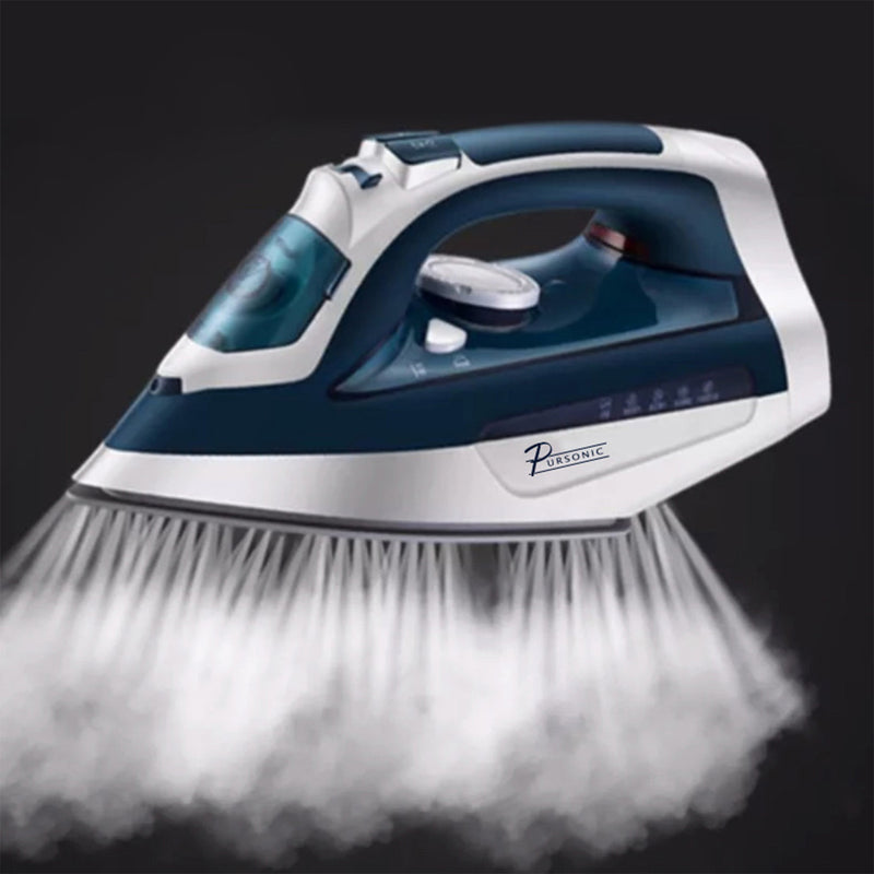 Pursonic Electric Cordless Steam Iron Portable Corded Cordless 2200W Blue White