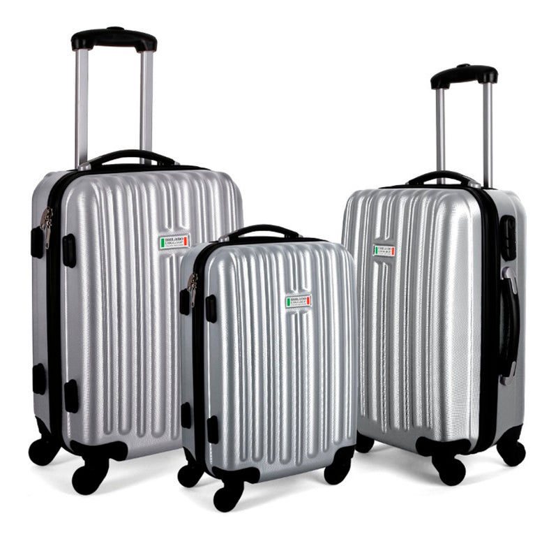 Milano Deluxe 3pc ABS Luggage Suitcase Luxury Hard Case Shockproof Travel Set