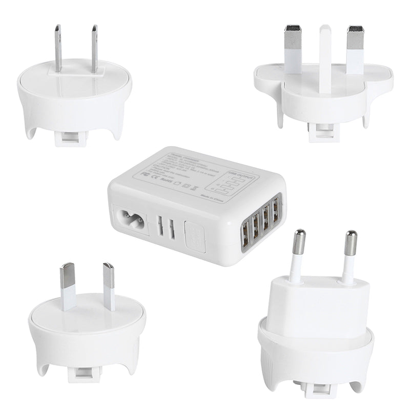 Travel Charger Universal 4 USB Ports Portable White