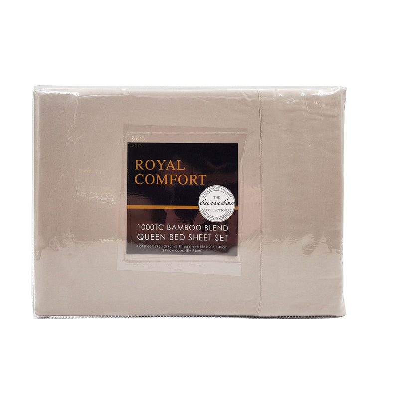 Royal Comfort Bamboo Blended Sheet & Pillowcases Set 1000TC Ultra Soft Bedding