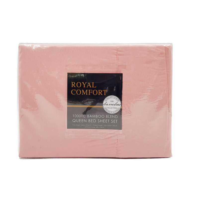 Royal Comfort Bamboo Blended Sheet & Pillowcases Set 1000TC Ultra Soft Bedding