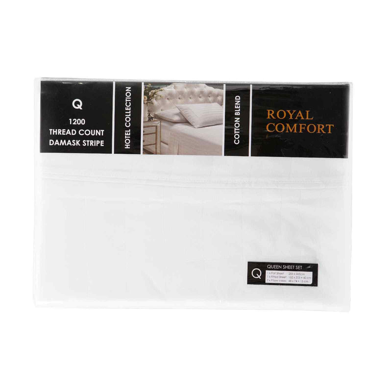 Royal Comfort 1200TC Sheet Set Damask Cotton Blend Ultra Soft Sateen Bedding