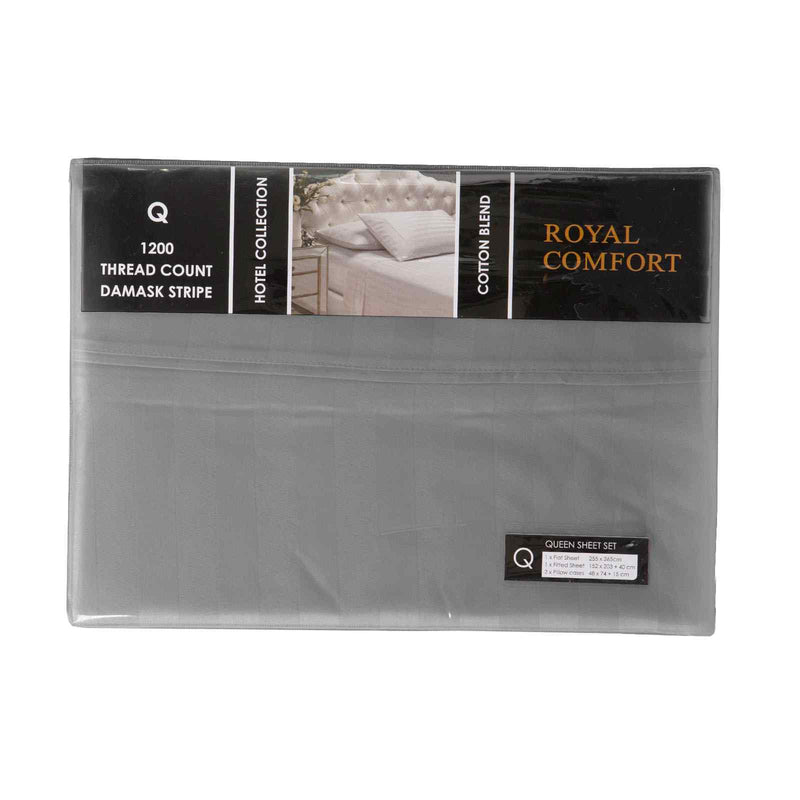 Royal Comfort 1200TC Sheet Set Damask Cotton Blend Ultra Soft Sateen Bedding