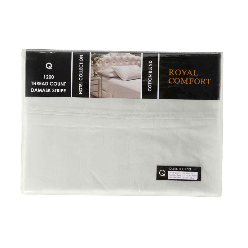 Royal Comfort 1200TC Sheet Set Damask Cotton Blend Ultra Soft Sateen Bedding