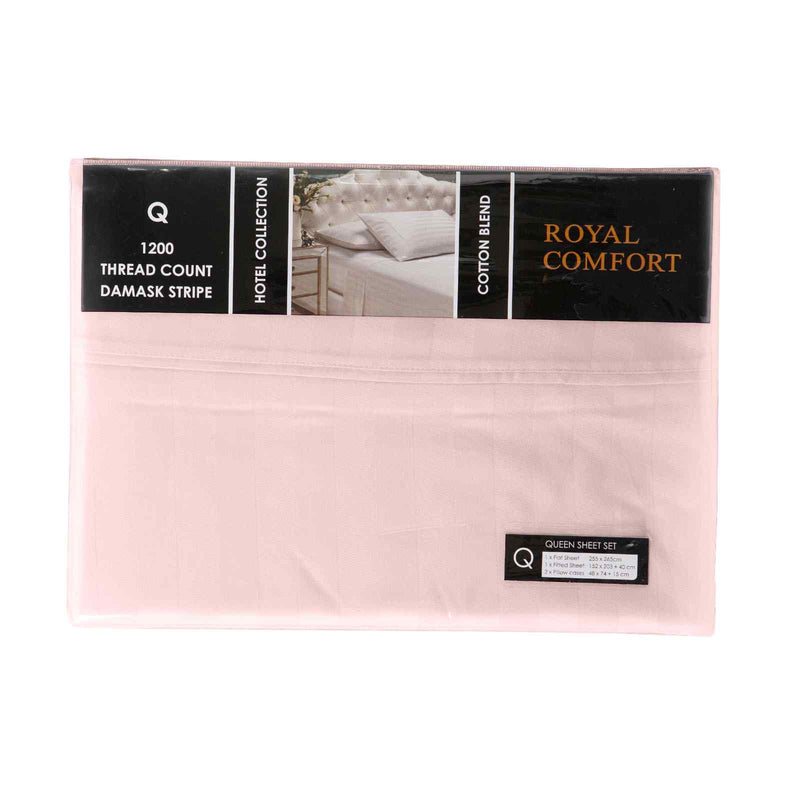 Royal Comfort 1200TC Sheet Set Damask Cotton Blend Ultra Soft Sateen Bedding