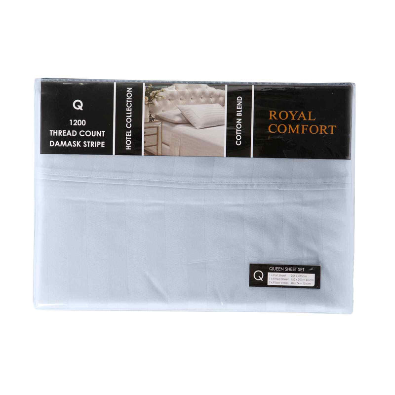 Royal Comfort 1200TC Sheet Set Damask Cotton Blend Ultra Soft Sateen Bedding