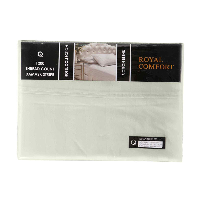 Royal Comfort 1200TC Sheet Set Damask Cotton Blend Ultra Soft Sateen Bedding