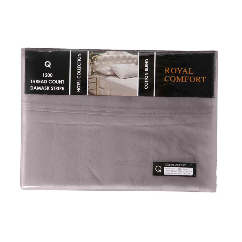 Royal Comfort 1200TC Sheet Set Damask Cotton Blend Ultra Soft Sateen Bedding