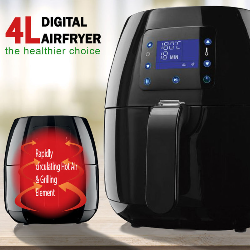 Kitchen Couture 4L Digital Air Fryer Healthy Food Cooking Low Fat Family Meals