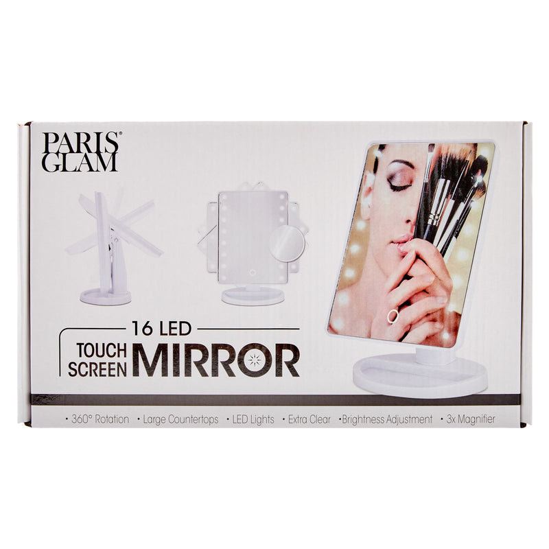 Touch Screen Tabletop Mirror With 16 LED Lights Makeup Cosmetic Vanity White