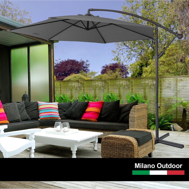 Milano 3M Outdoor Umbrella Cantilever With Protective Cover Patio Garden Shade