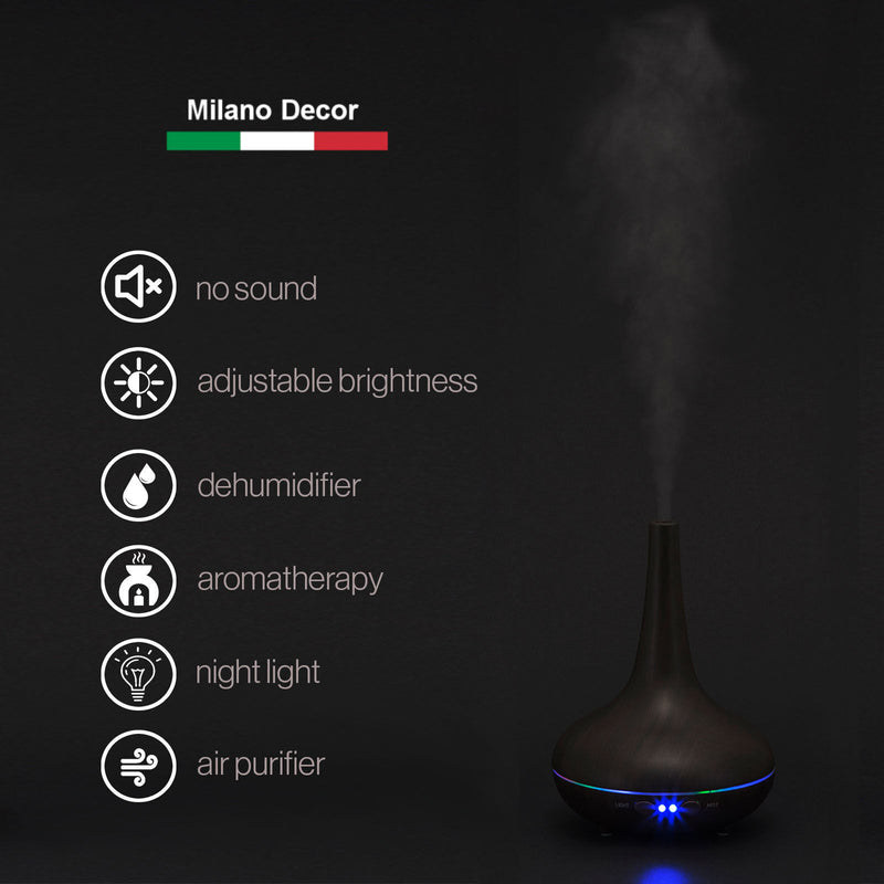 Essential Oil Diffuser Ultrasonic Humidifier Aromatherapy LED Light 200ML 3 Oils