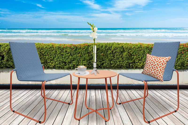 Milano 3pc Outdoor Furniture Steel/Rattan Coffee Table & Chairs Patio Garden Set