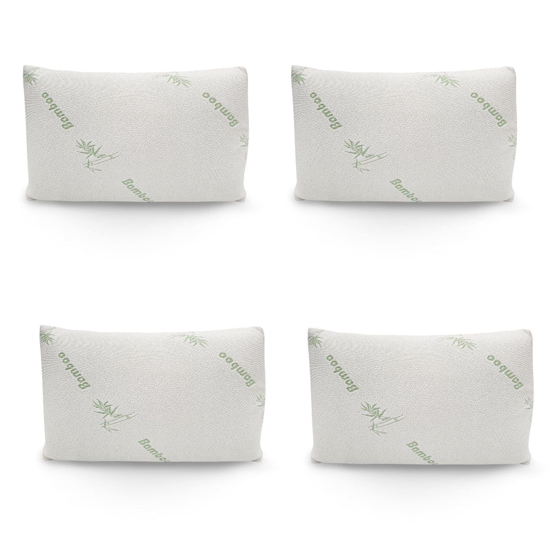 4 x Memory Foam Pillow Bamboos Covered Ultra Soft Hypoallergenic