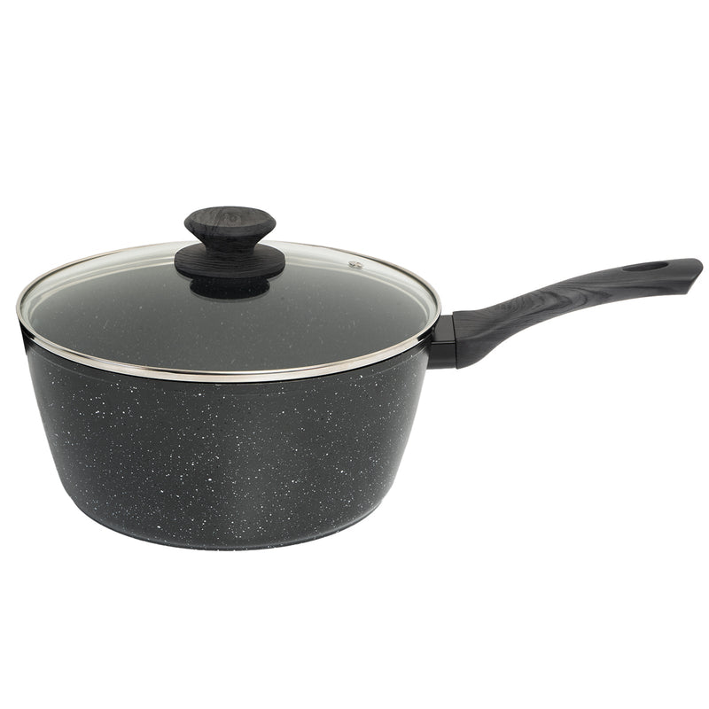 StoneChef 3 Piece Set Frypan 28cm Saucepan 20cm Wok 28cm Black Grey Handle