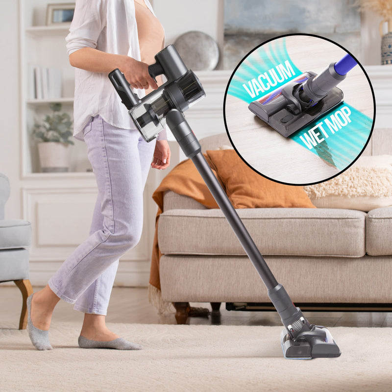 MyGenie H20 Pro Wet Mop 2-In-1 Cordless Stick Vacuum + Bonus Dark Wood Diffuser