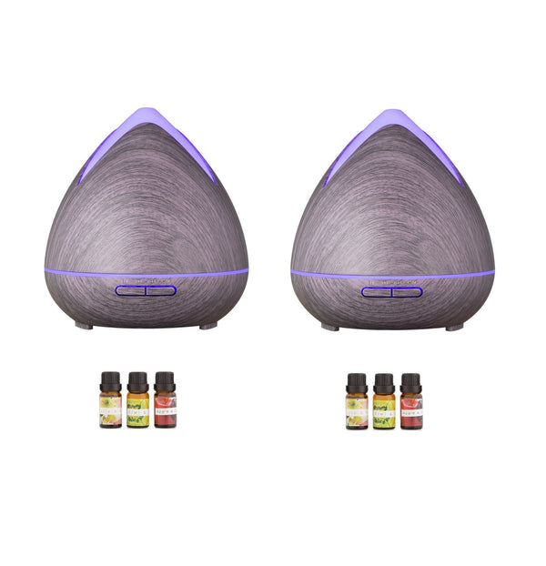 2 x PureSpa Ultrasonic Diffusers Humidifier + 6 Diffuser Oils Complete Set