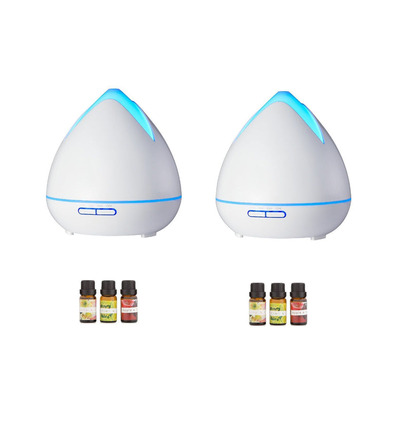 2 x PureSpa Ultrasonic Diffusers Humidifier + 6 Diffuser Oils Complete Set