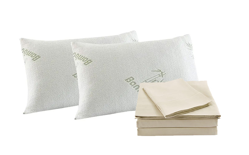 Royal Comfort Bamboo Blend Sheet Set 1000TC and Bamboo Pillows 2 Pack Ultra Soft