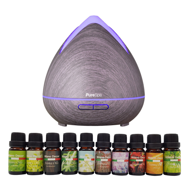 Purespa Diffuser Set With 10 Pack Diffuser Oils Humidifier Aromatherapy