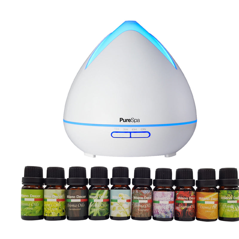 Purespa Diffuser Set With 10 Pack Diffuser Oils Humidifier Aromatherapy