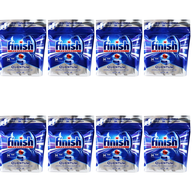 8 x 34 Packs Finish Powerball Quantum Dishwashing Tablets Clean (272 Tablets)