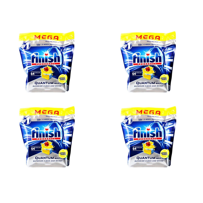 4 x 64 Packs Finish Powerball Quantum Dishwashing Tablets Lemon (256 Tablets)