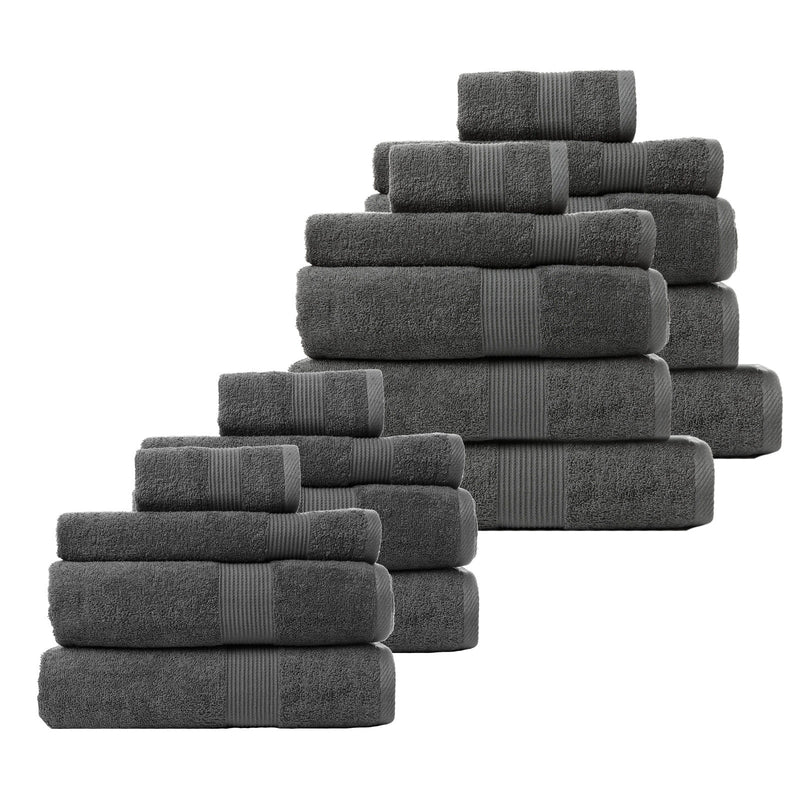 Royal Comfort 18 Piece Cotton Bamboo Towel Bundle Set 450GSM Luxurious Absorbent