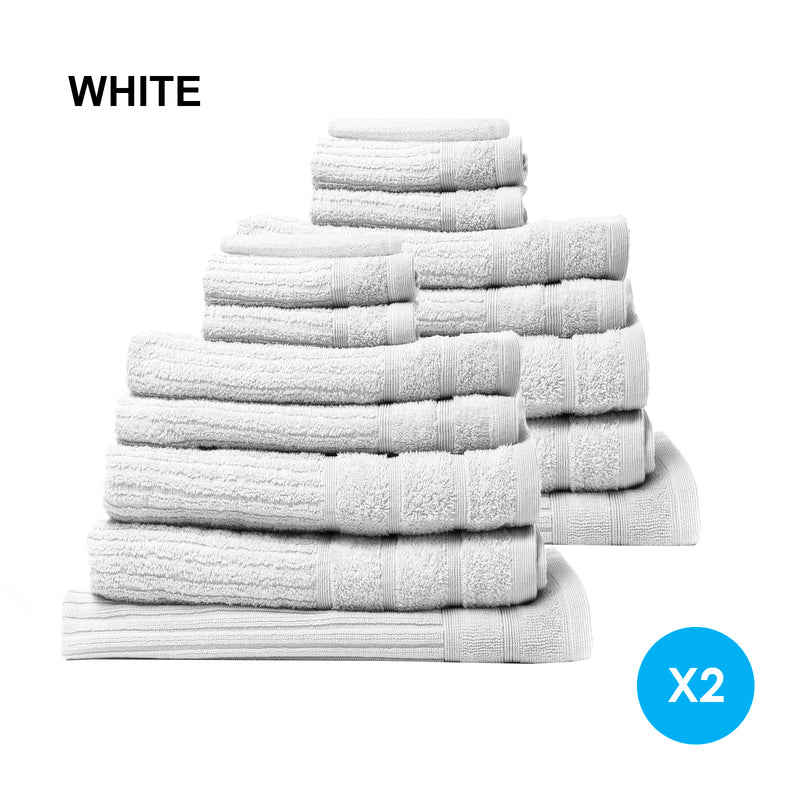 Royal Comfort 16 Piece Cotton Eden Towel Set 600GSM Luxurious Absorbent