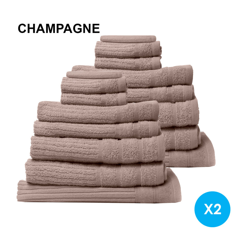 Royal Comfort 16 Piece Cotton Eden Towel Set 600GSM Luxurious Absorbent