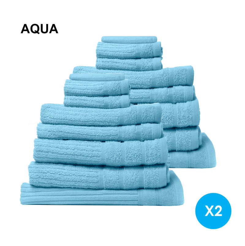 Royal Comfort 16 Piece Cotton Eden Towel Set 600GSM Luxurious Absorbent