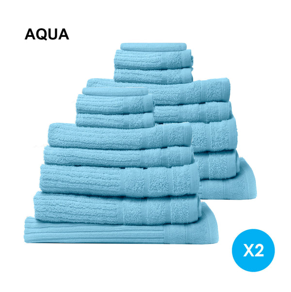 Royal Comfort 16 Piece Egyptian Cotton Eden Towel Set 600GSM Luxurious Absorbent