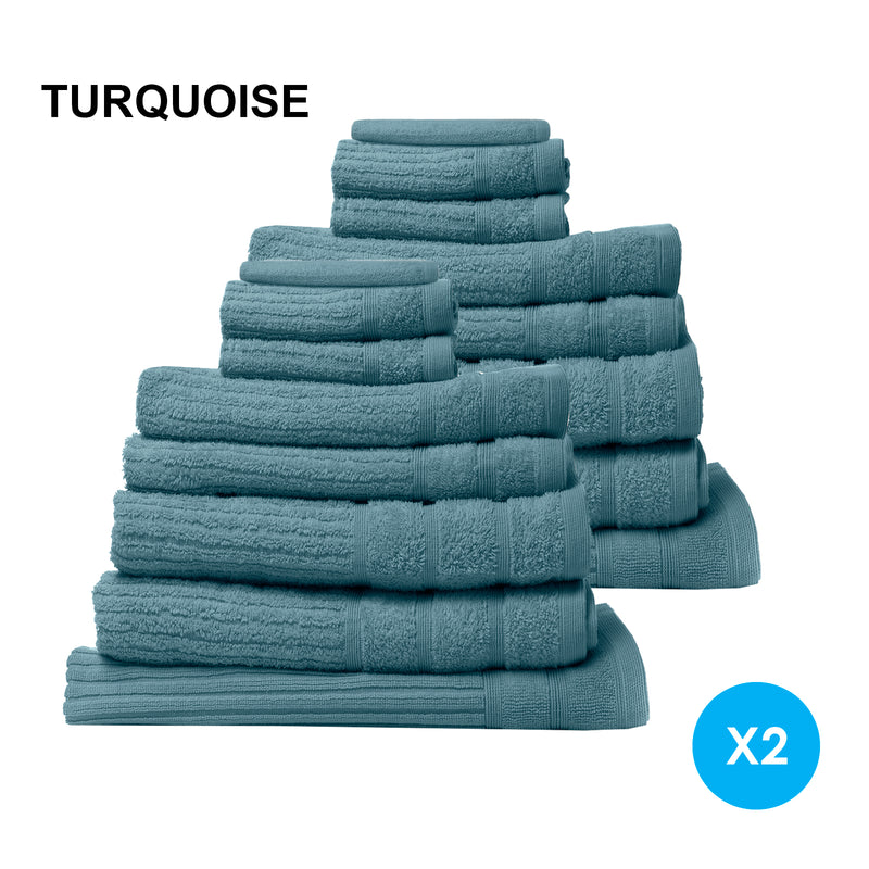 Royal Comfort 16 Piece Cotton Eden Towel Set 600GSM Luxurious Absorbent