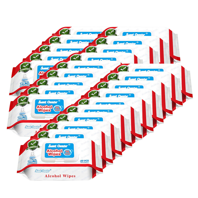 24 Pack (1440 Pieces) Wipes 75% Alcohol Hand Surface Use