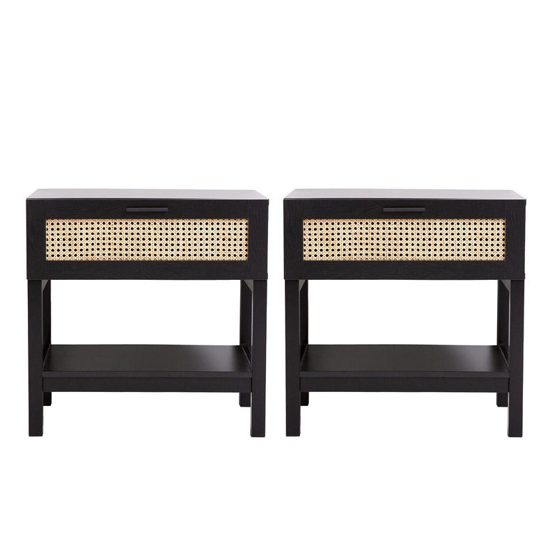 Casa Decor Tulum Rattan Bedside Table Drawers Table Nightstand Cabinet x 2