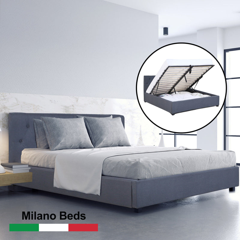 Milano Decor Charcoal Capri Bed Frame + Luxopedic Euro Top Mattress Bedroom Set